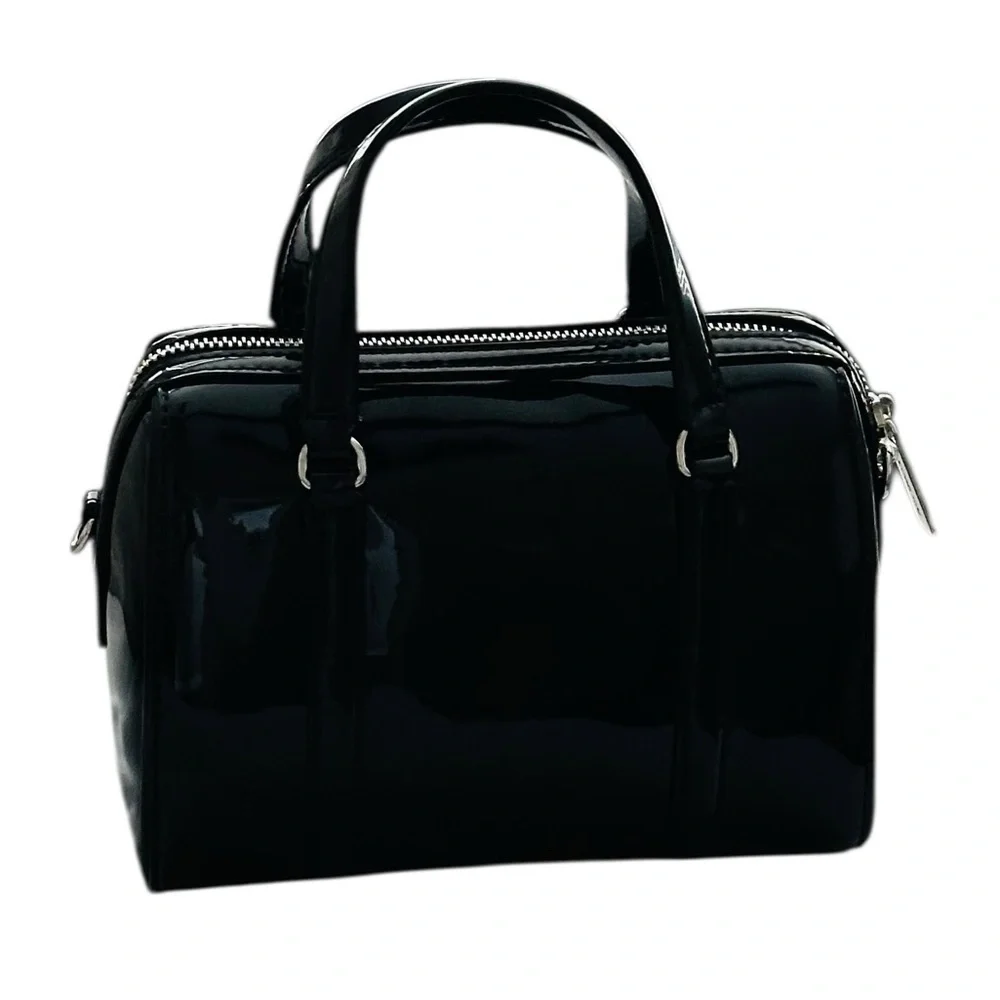 Michael Kors Jet Set small black patent duffel crossbody bag $328 NWT
